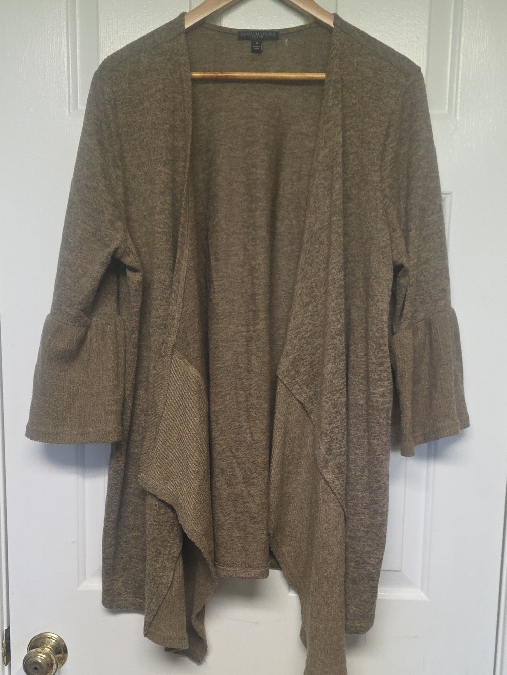 Open-Front Draped Cardigan with Bell Sleeves